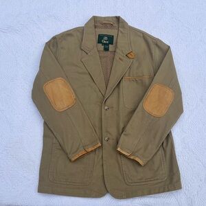 Orvis Men’s Fly Fishing Jacket Blazer M Canvas Leather Trim Field Coat Vintage